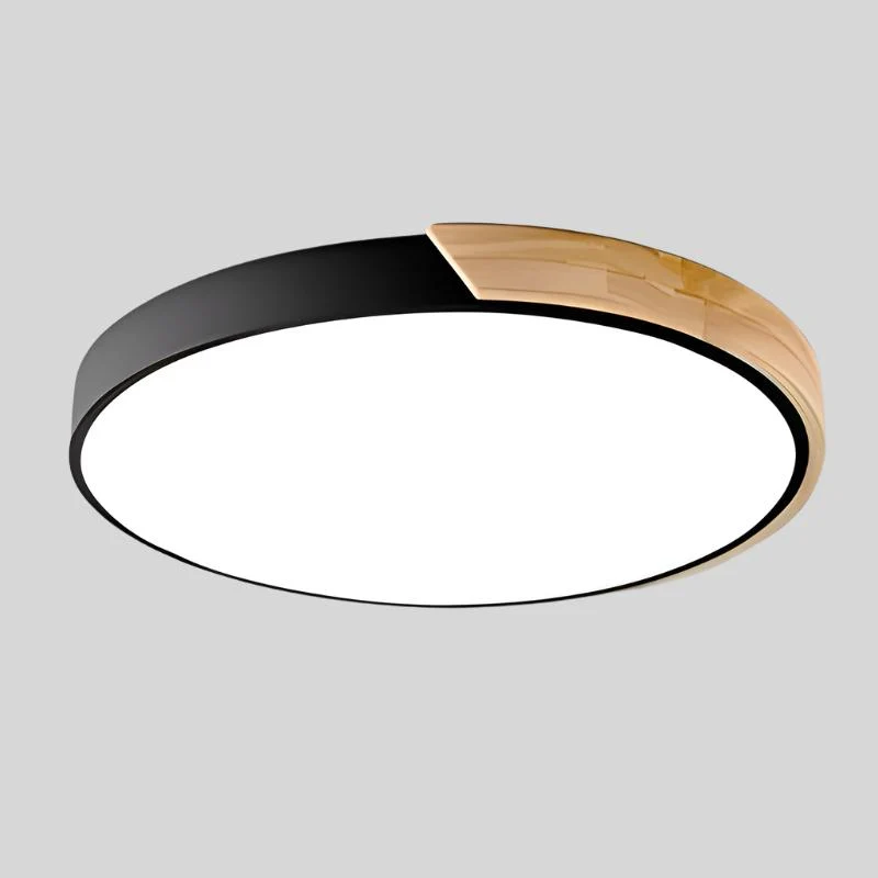 Plafondlamp Hout Rond Minimalistisch Design Scandinavisch Macaron Stijl Woonkamer Slaapkamer LED Verlichting | Sansoti