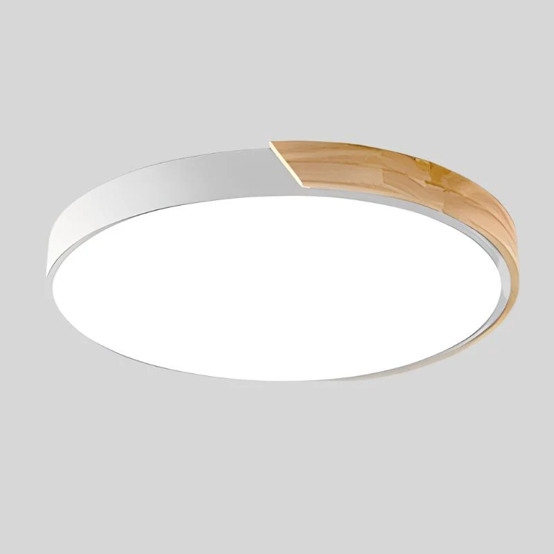 Plafondlamp Hout Rond Minimalistisch Design Scandinavisch Macaron Stijl Woonkamer Slaapkamer LED Verlichting | Sansoti
