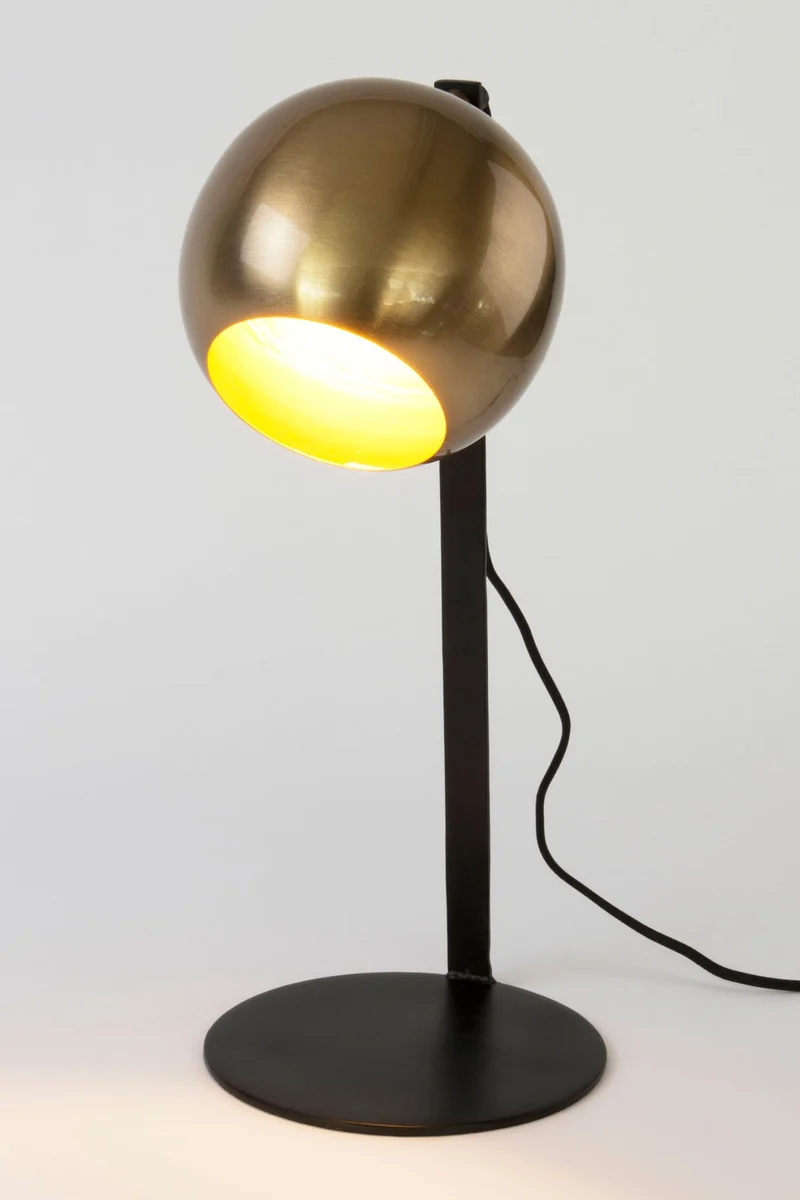 Tischlampe Clarice Messing mit Schirm Rund Ø 20cm Gold