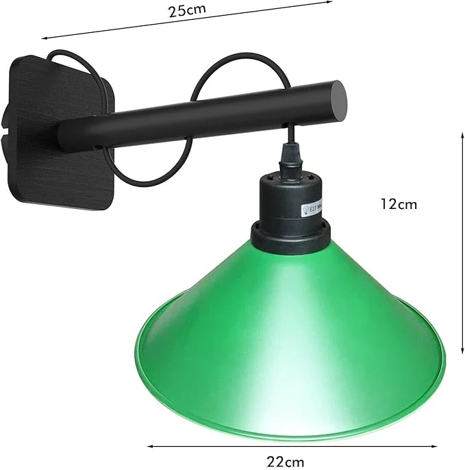 Grun Modern Wandleuchte mit Kabel|Ø 22cm|E27 Fassung ~1685