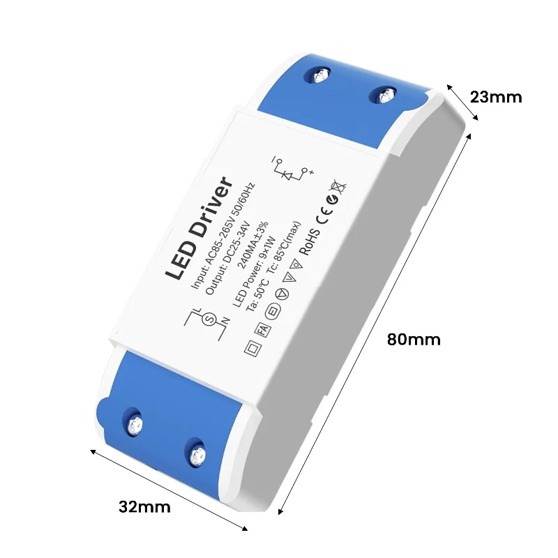 All Seasons Life 9W LED Driver Kompakter Konstantstrom-Trafo 240mA ~1107