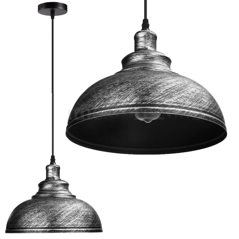 Industrielle Pendelleuchte aus Metall – Silber, Loft Design~1105
