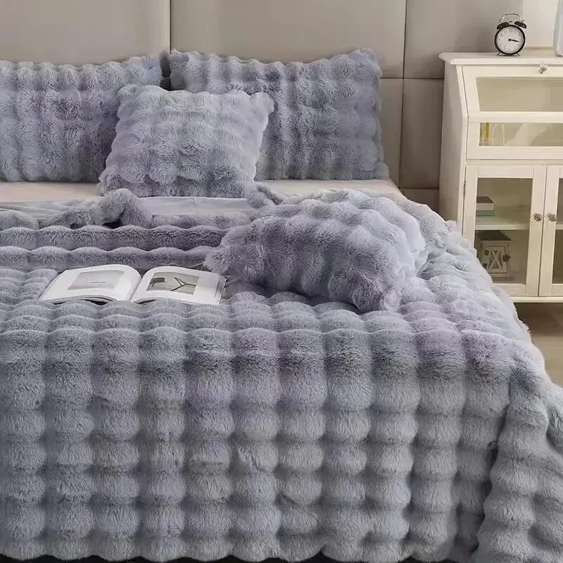 Zachte Pluche Deken Winter 100x160 cm Grijs Roze Blauw Bruin Warmte Comfort Knuffeldeken Slaapkamer Bed | Sansoti