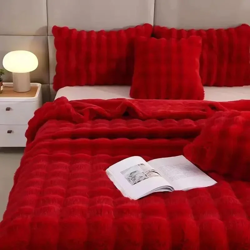 Zachte Pluche Deken Winter 100x160 cm Grijs Roze Blauw Bruin Warmte Comfort Knuffeldeken Slaapkamer Bed | Sansoti