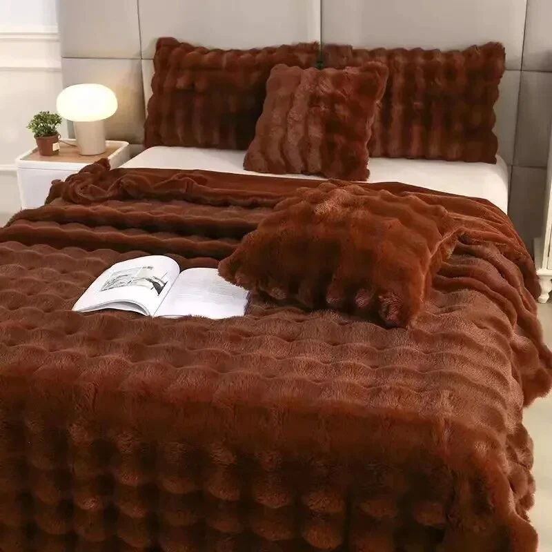 Zachte Pluche Deken Winter 100x160 cm Grijs Roze Blauw Bruin Warmte Comfort Knuffeldeken Slaapkamer Bed | Sansoti