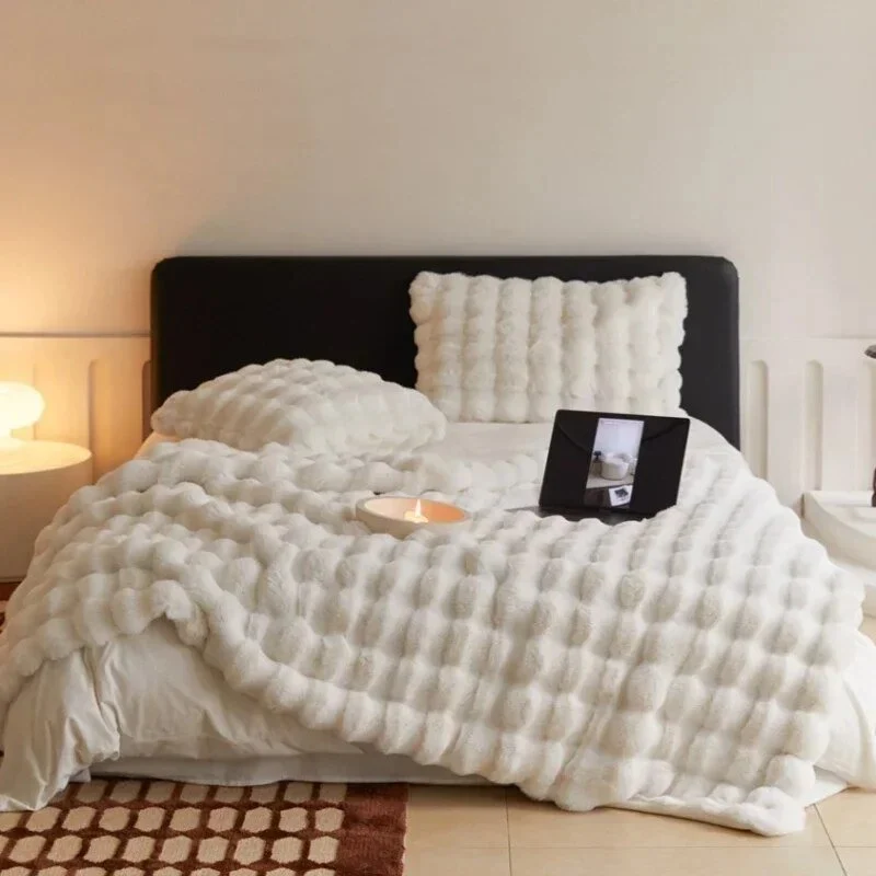 Zachte Pluche Deken Winter 100x160 cm Grijs Roze Blauw Bruin Warmte Comfort Knuffeldeken Slaapkamer Bed | Sansoti