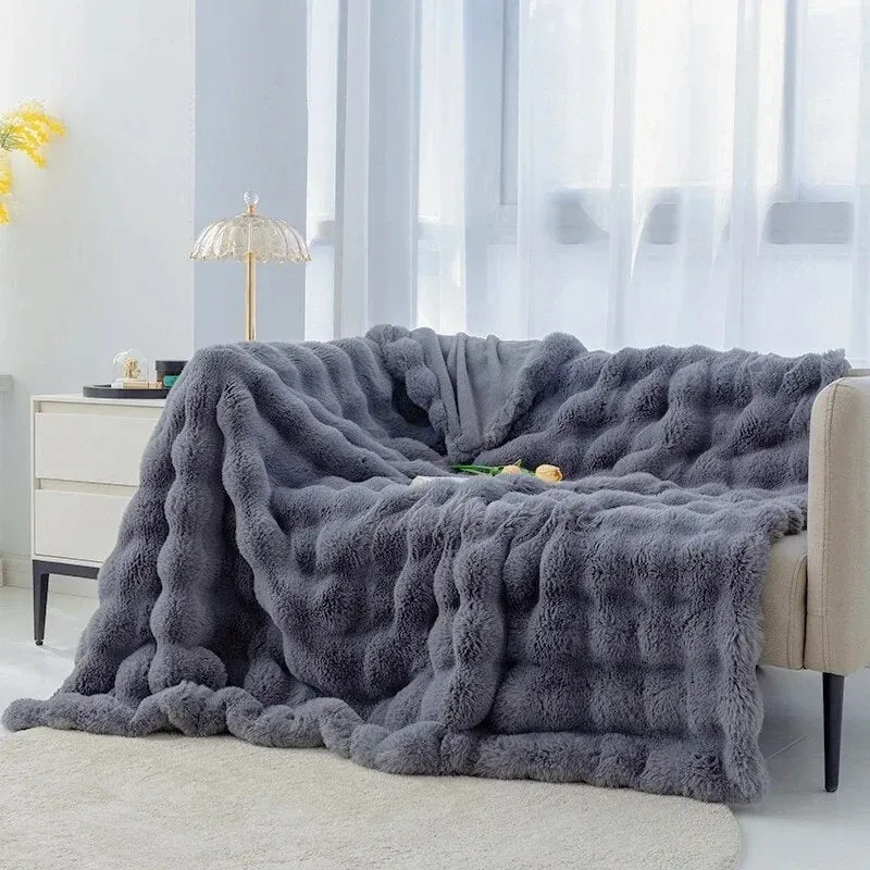 Zachte Pluche Deken Winter 100x160 cm Grijs Roze Blauw Bruin Warmte Comfort Knuffeldeken Slaapkamer Bed | Sansoti