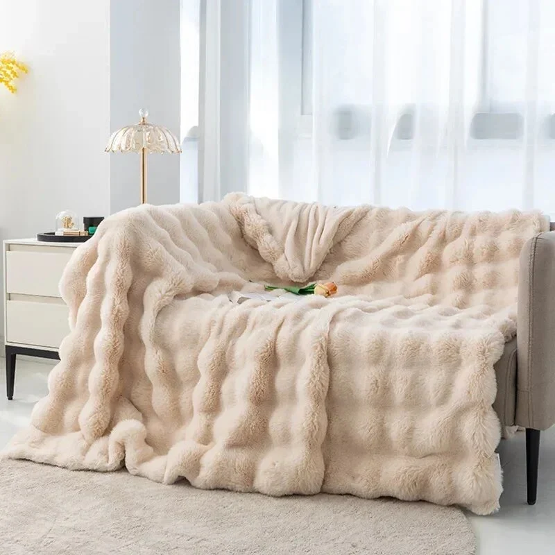 Zachte Pluche Deken Winter 100x160 cm Grijs Roze Blauw Bruin Warmte Comfort Knuffeldeken Slaapkamer Bed | Sansoti