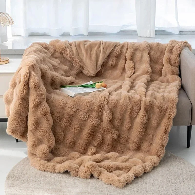Zachte Pluche Deken Winter 100x160 cm Grijs Roze Blauw Bruin Warmte Comfort Knuffeldeken Slaapkamer Bed | Sansoti