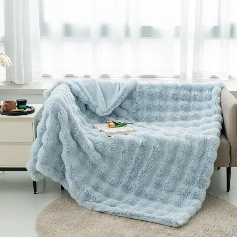 Zachte Pluche Deken Winter 100x160 cm Grijs Roze Blauw Bruin Warmte Comfort Knuffeldeken Slaapkamer Bed | Sansoti