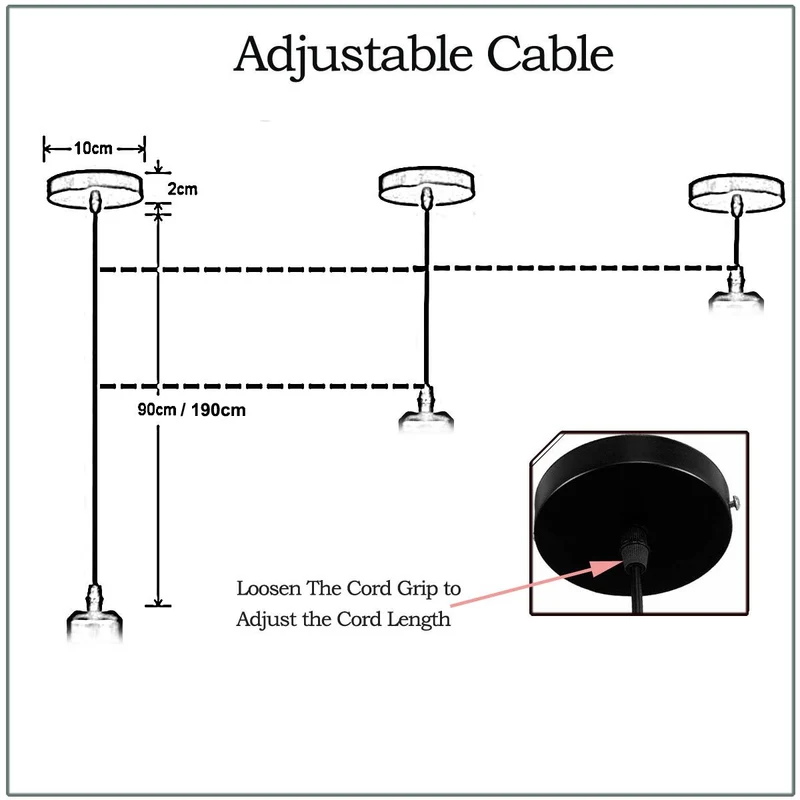 1m verdrilltes Kabel & Kupfer Lampenhalterung Pendelleuchten~1431