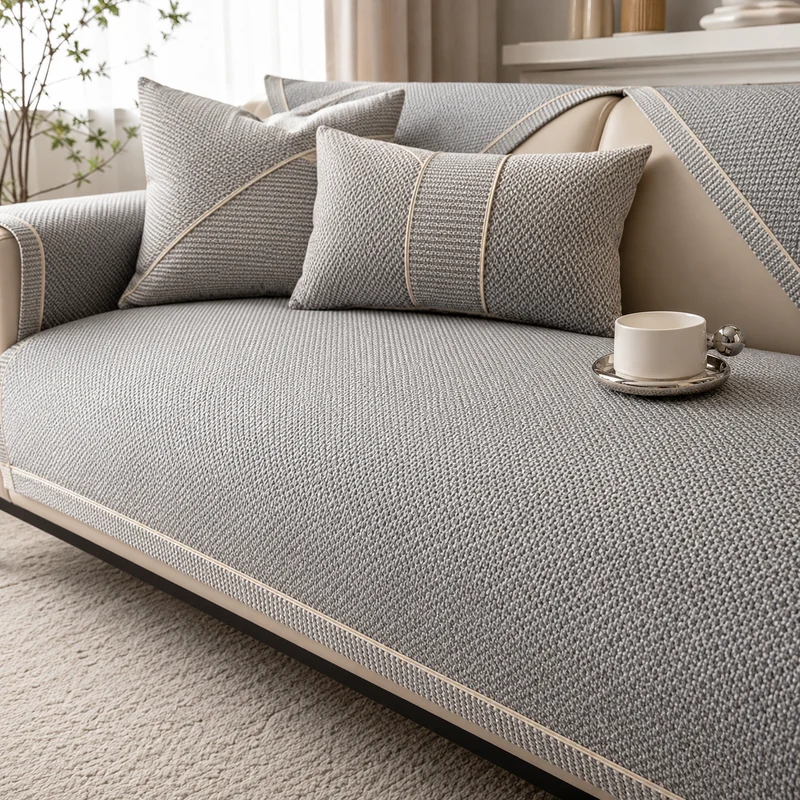 Modulaire Bankhoes Katoen-Linnen Antislip Gewatteerd Meubelprotectie Wasbaar Hoekbank Zitmeubel Sofahoes | Sansoti