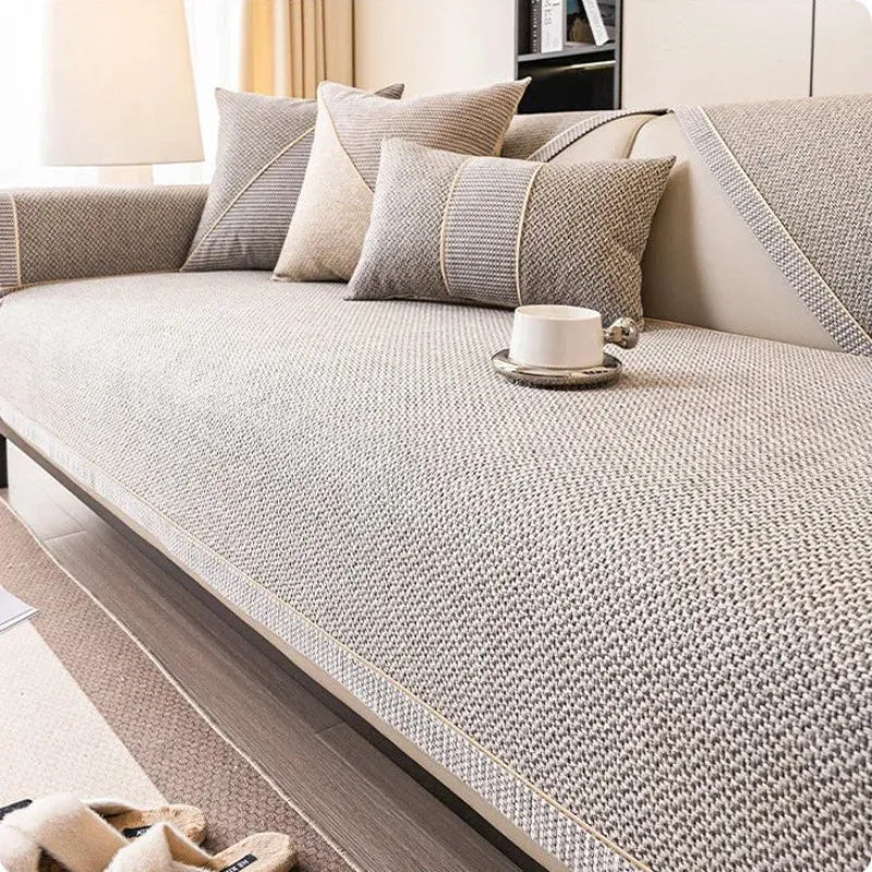 Modulaire Bankhoes Katoen-Linnen Antislip Gewatteerd Meubelprotectie Wasbaar Hoekbank Zitmeubel Sofahoes | Sansoti
