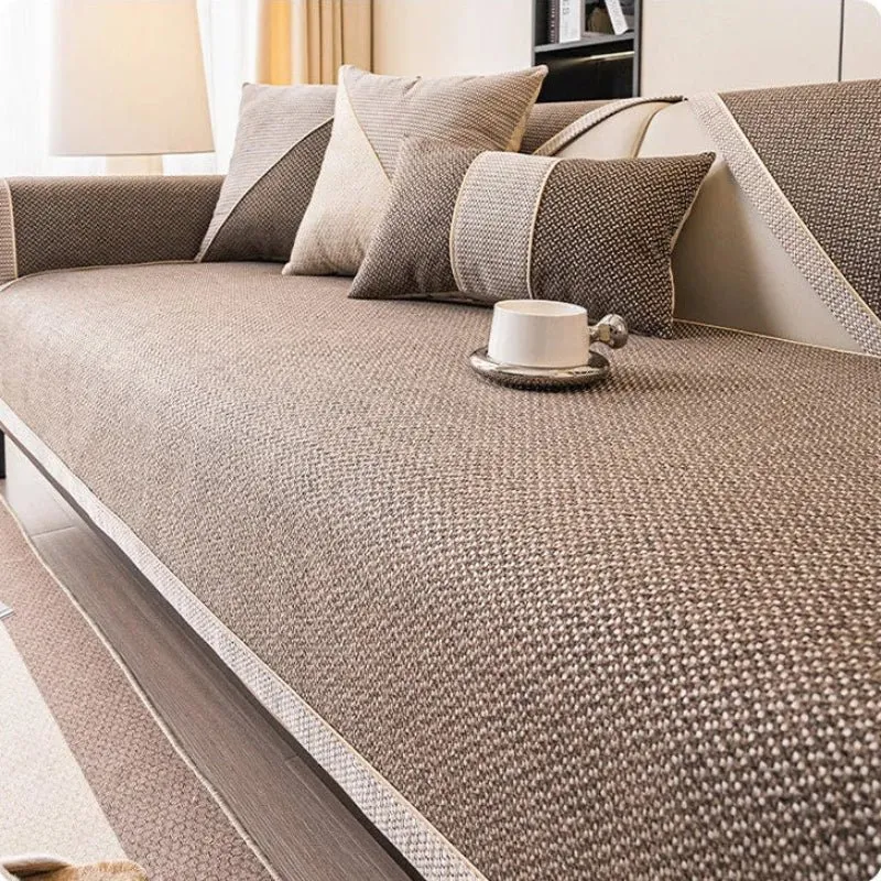 Modulaire Bankhoes Katoen-Linnen Antislip Gewatteerd Meubelprotectie Wasbaar Hoekbank Zitmeubel Sofahoes | Sansoti