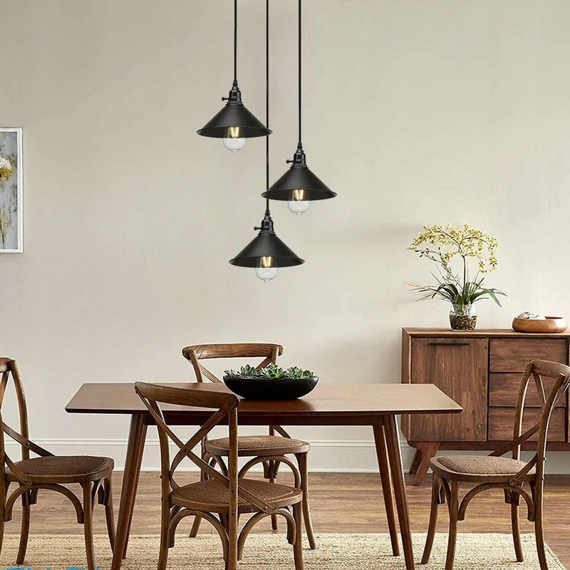 Vintage Industrie 3-Wege Deckenpendelleuchte Metall Retro Loft Hang Lampenschirm~1678