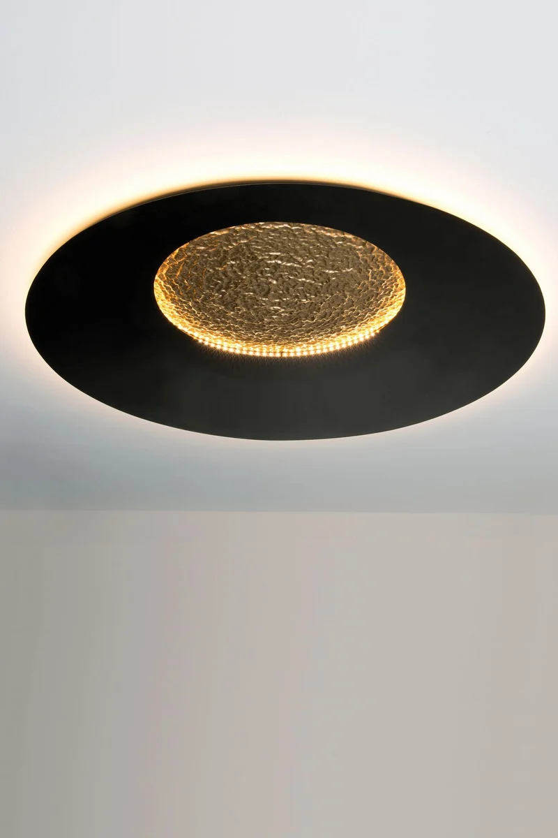 LED-Deckenlampe Luna Rund Gross dimmbar gehämmert Ø 80cm