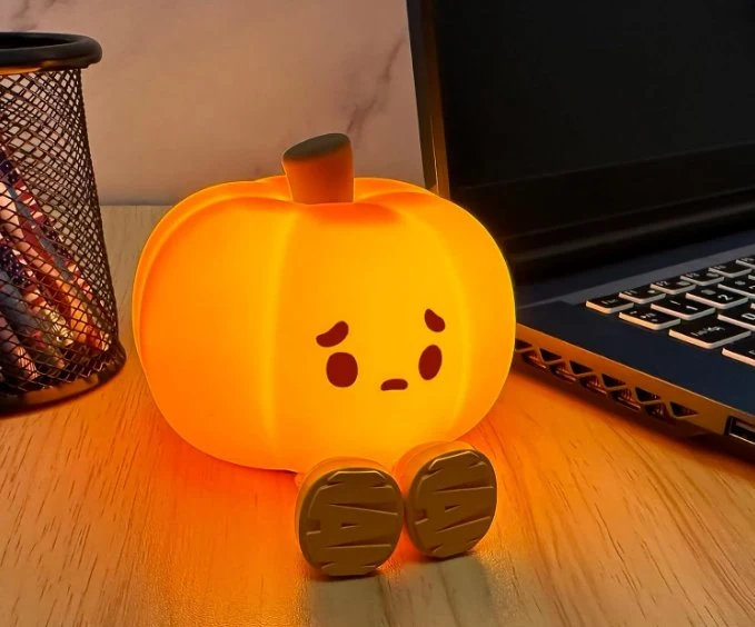 Pompoen Nachtlampje Siliconen Touch met Dimfunctie Oplaadbaar USB Sfeerlamp voor Kinderkamer Babykamer | Sansoti