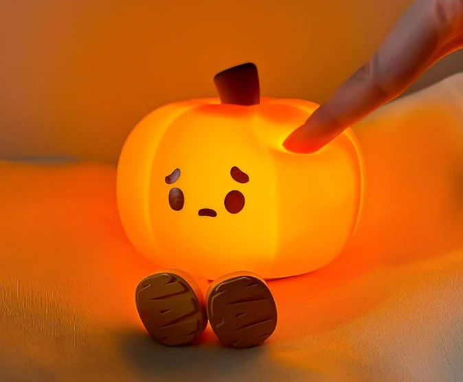 Pompoen Nachtlampje Siliconen Touch met Dimfunctie Oplaadbaar USB Sfeerlamp voor Kinderkamer Babykamer | Sansoti