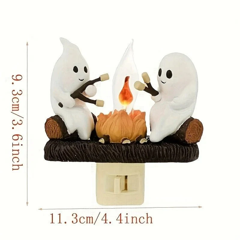 Spookjes Kampvuur Nachtlampje 11 cm Flakkerend Licht Halloween Wandcontact Sfeerverlichting Decoratie | Sansoti