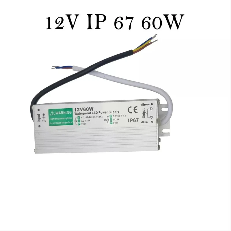 12V 60W LED Netzteil Wasserdichtes IP67 Außenbereich geeignet ~1093