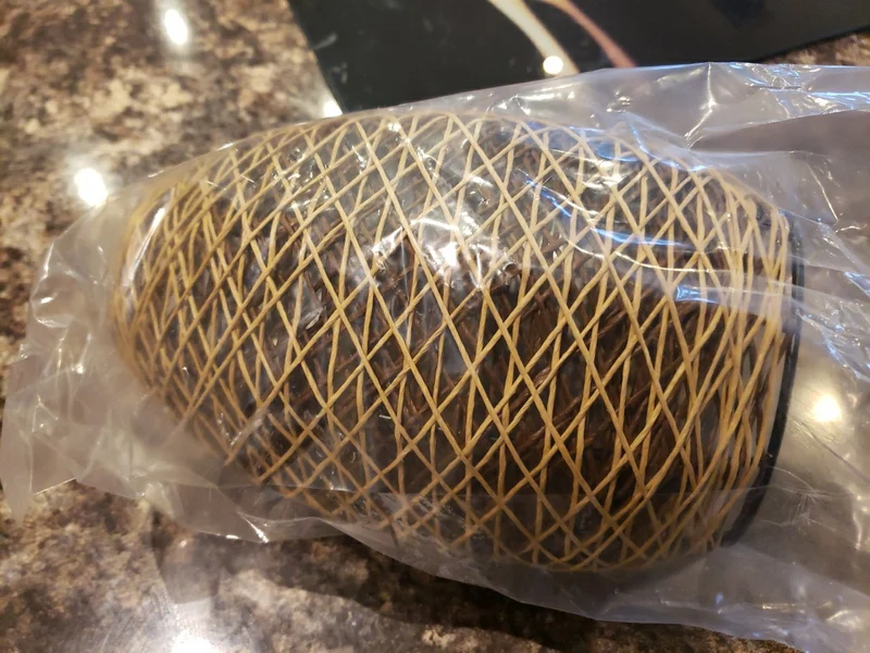Vintage-Lampenschirm aus Rattan im Trommeldrahtkäfig-Stil – Natürliches Design, handgefertigt~1417