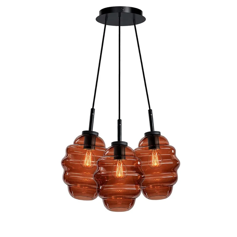 s.luce Echos Cluster Glas-Pendelleuchte 3-flammig 3x25cm