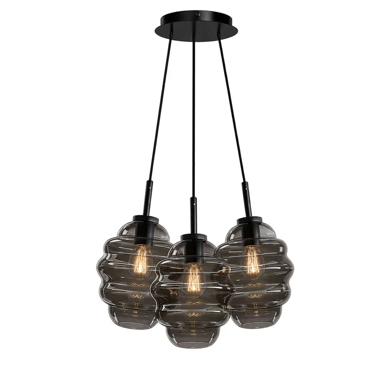 s.luce Echos Cluster Glas-Pendelleuchte 3-flammig 3x25cm