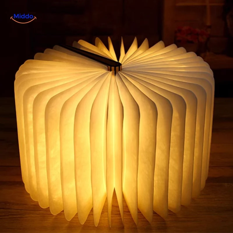 Vouwbare Houten Bureaulamp LED 3 Lichtstanden Oplaadbaar Compact Leeslamp Nachtlamp Magnetisch Sfeerlicht | Sansoti