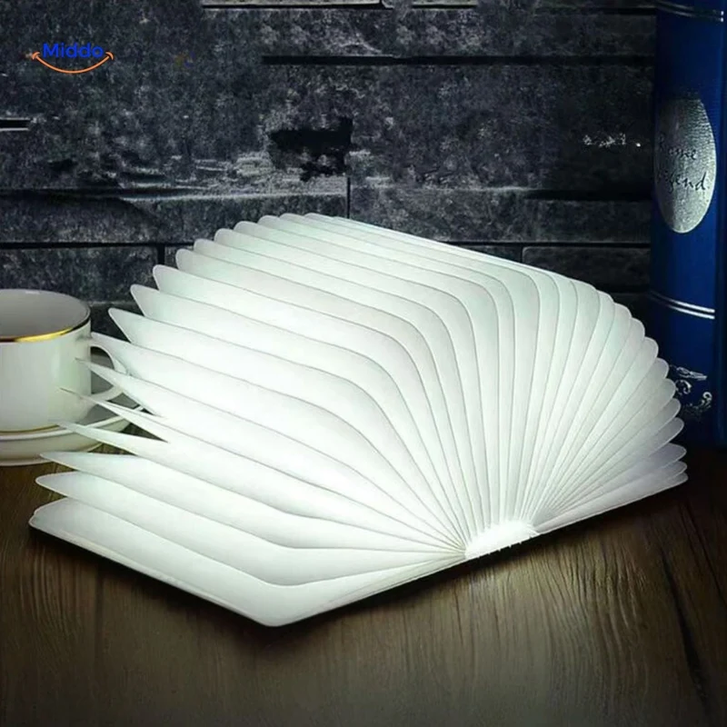 Vouwbare Houten Bureaulamp LED 3 Lichtstanden Oplaadbaar Compact Leeslamp Nachtlamp Magnetisch Sfeerlicht | Sansoti
