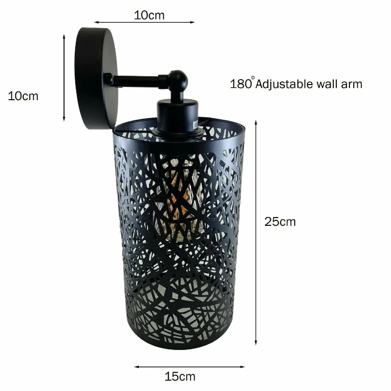 Stylische Wandlampe Vintage DrahtKäfig E27 Fassung~1558