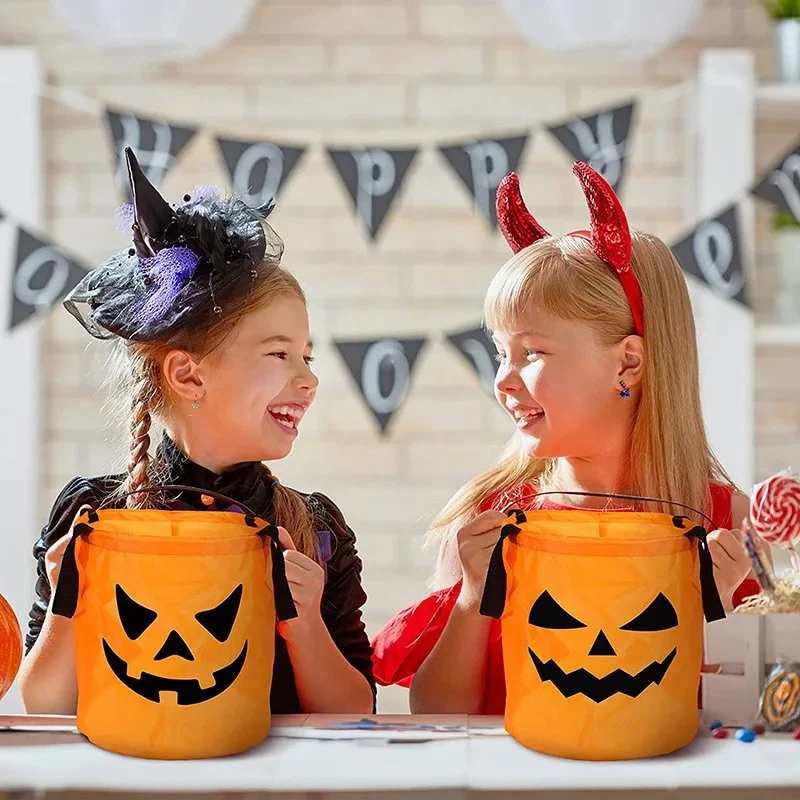 Verlichte Pompoen Snoepzak met LED Verlichting Halloween Kinderfeest Trick or Treat Decoratie Tas Zakje | Sansoti