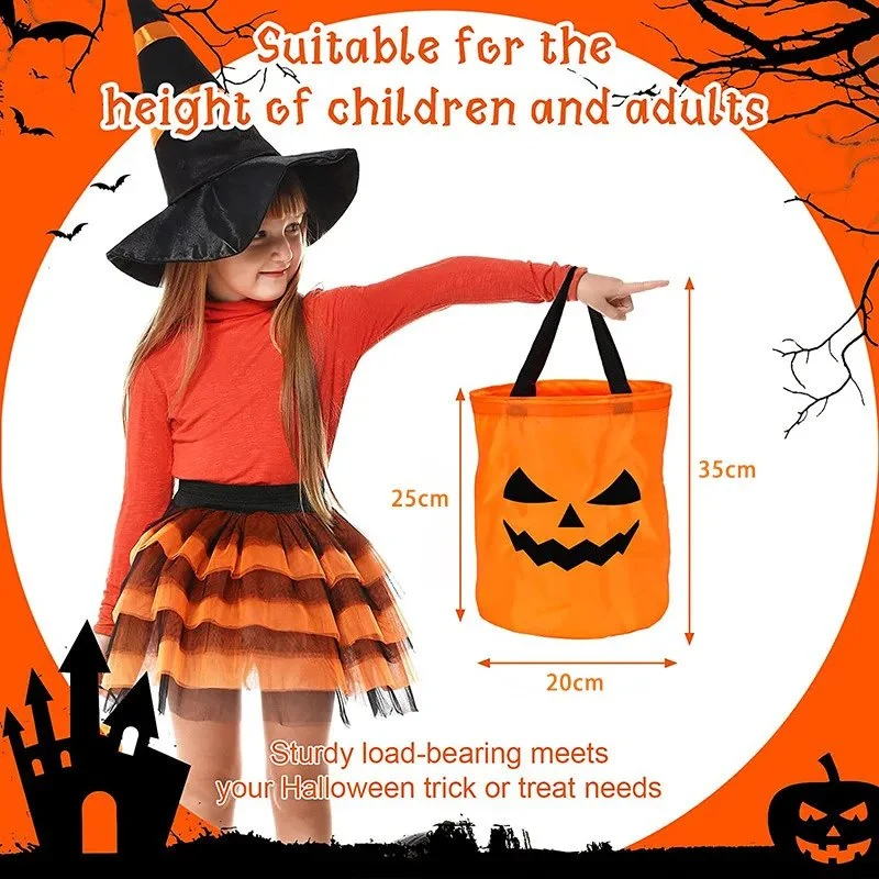 Verlichte Pompoen Snoepzak met LED Verlichting Halloween Kinderfeest Trick or Treat Decoratie Tas Zakje | Sansoti