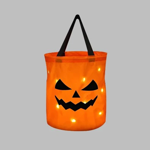 Verlichte Pompoen Snoepzak met LED Verlichting Halloween Kinderfeest Trick or Treat Decoratie Tas Zakje | Sansoti