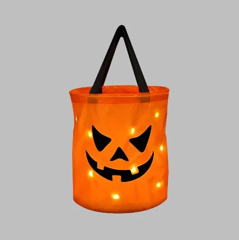 Verlichte Pompoen Snoepzak met LED Verlichting Halloween Kinderfeest Trick or Treat Decoratie Tas Zakje | Sansoti