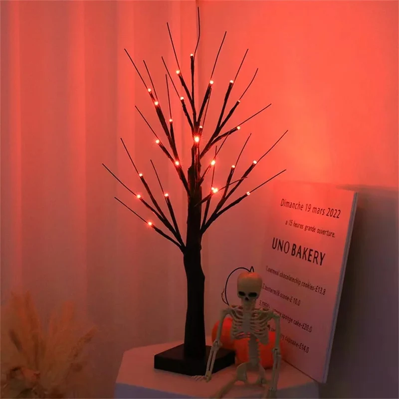 Berkentaklamp met LED-verlichting 61 cm Batterij op AA Sfeerverlichting Decoratieve Takkenverlichting Halloween | Sansoti
