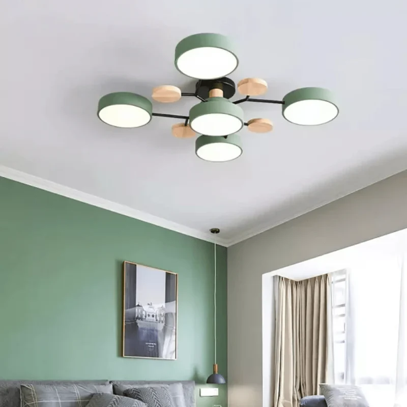 Ronde LED Plafondlamp Hout Metaal Modern Minimalistisch Design 89cm Warm Wit Verlichting Woonkamer Slaapkamer | Sansoti