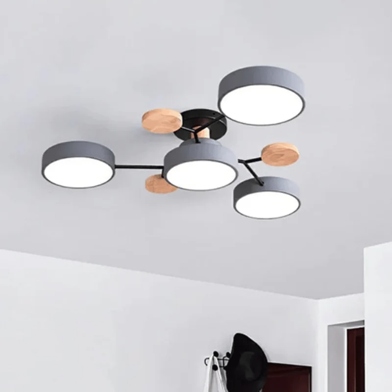 Ronde LED Plafondlamp Hout Metaal Modern Minimalistisch Design 89cm Warm Wit Verlichting Woonkamer Slaapkamer | Sansoti