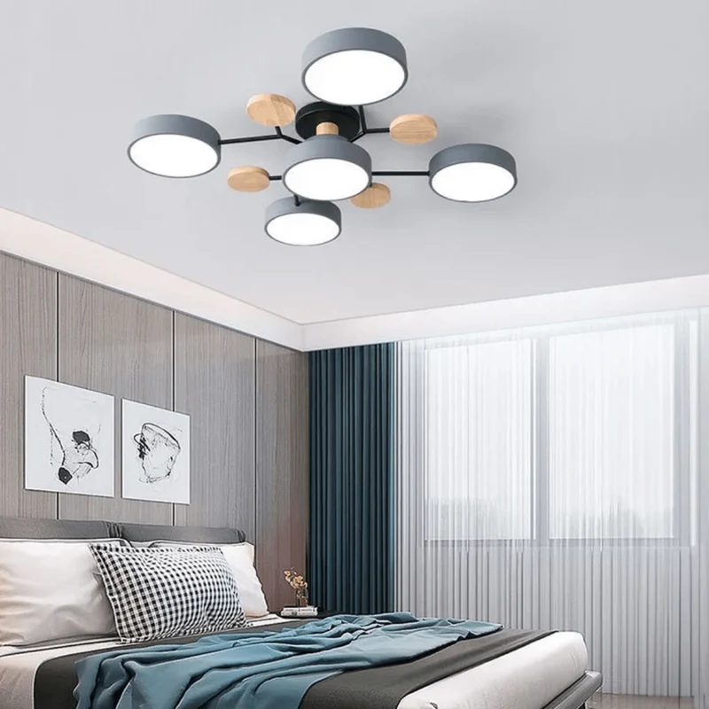 Ronde LED Plafondlamp Hout Metaal Modern Minimalistisch Design 89cm Warm Wit Verlichting Woonkamer Slaapkamer | Sansoti