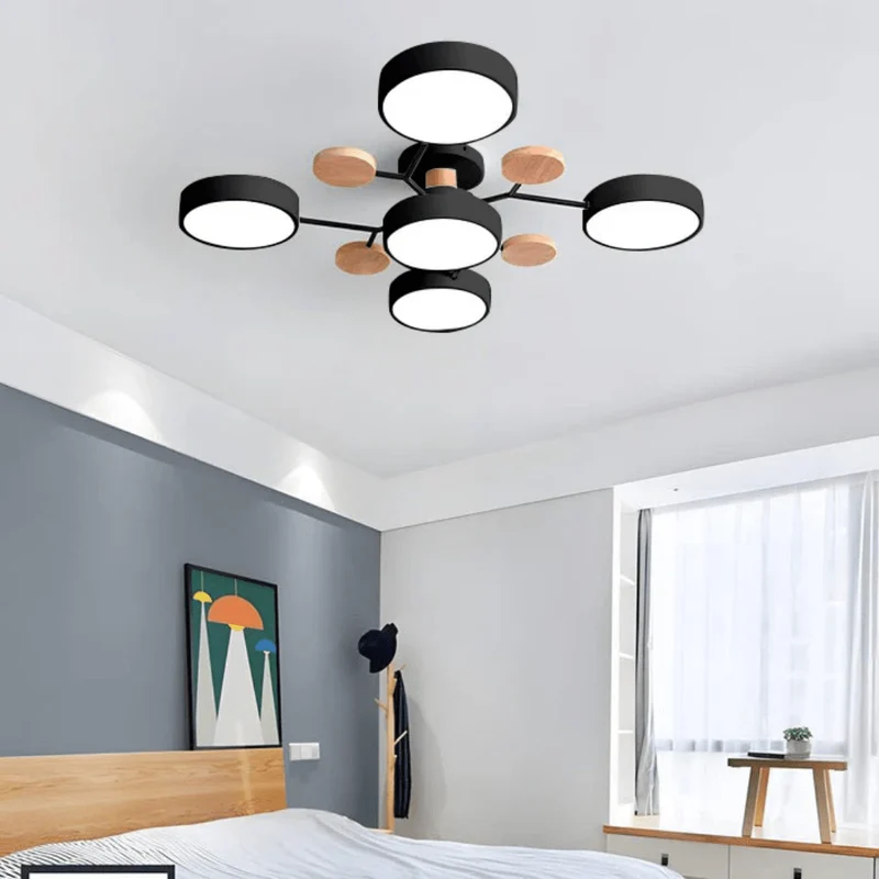 Ronde LED Plafondlamp Hout Metaal Modern Minimalistisch Design 89cm Warm Wit Verlichting Woonkamer Slaapkamer | Sansoti