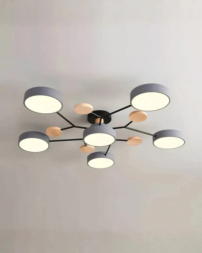 Ronde LED Plafondlamp Hout Metaal Modern Minimalistisch Design 89cm Warm Wit Verlichting Woonkamer Slaapkamer | Sansoti
