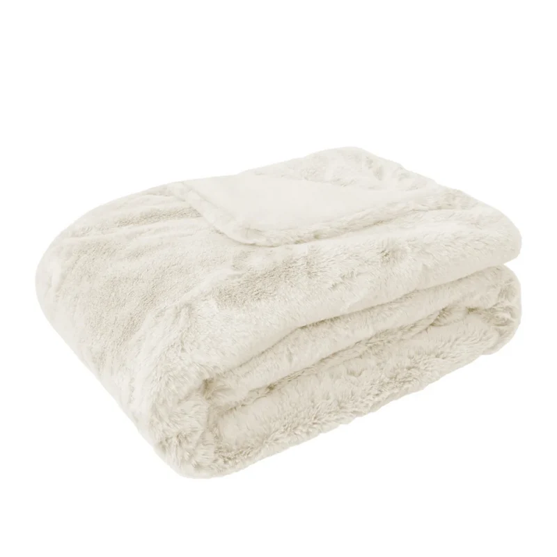 Ivoren Imitatiebont Plaid 130x160 cm Polyester Microvezel Omkeerbaar Deken Zachte Woonkamer Slaapkamer | Sansoti