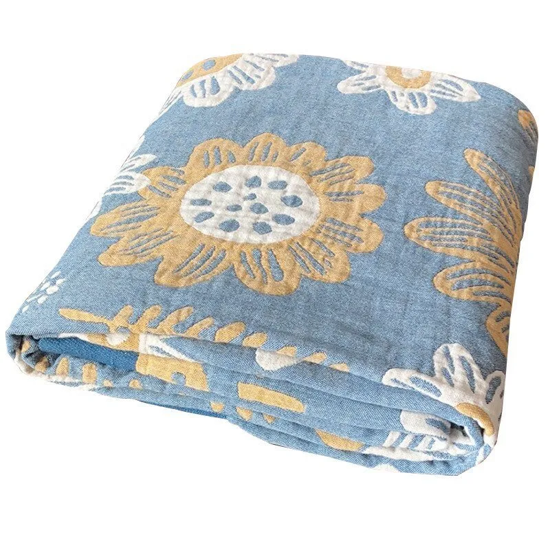 Katoenen Plaid met Bloemmotief Zachte Deken voor Bed Bank Vier Seizoenen Comfort Decoratieve Woonplaid Interieur | Sansoti