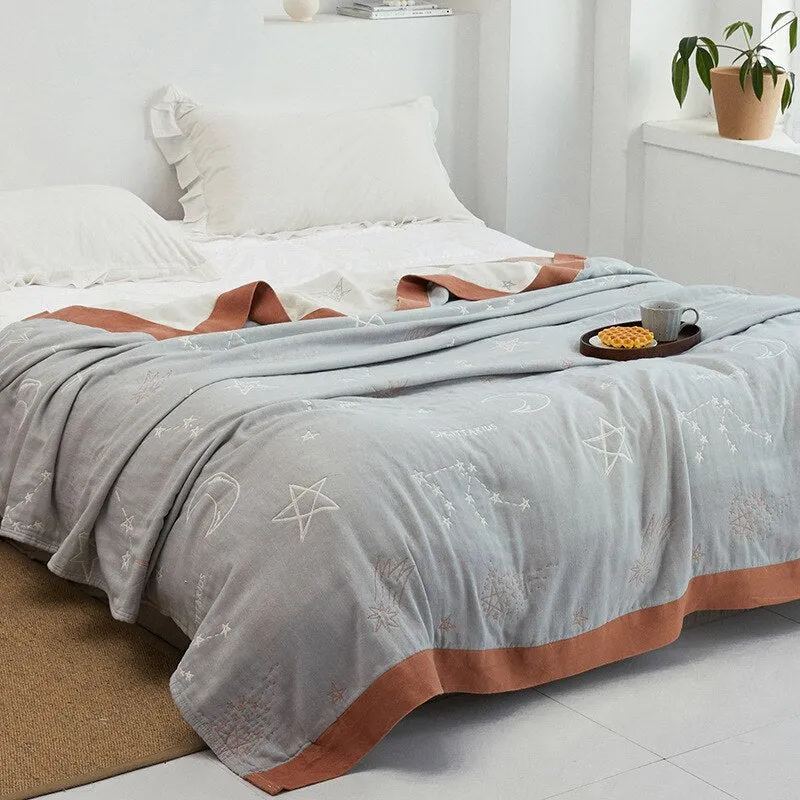 Katoenen Plaid met Bloemmotief Zachte Deken voor Bed Bank Vier Seizoenen Comfort Decoratieve Woonplaid Interieur | Sansoti