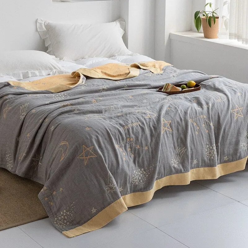 Katoenen Plaid met Bloemmotief Zachte Deken voor Bed Bank Vier Seizoenen Comfort Decoratieve Woonplaid Interieur | Sansoti