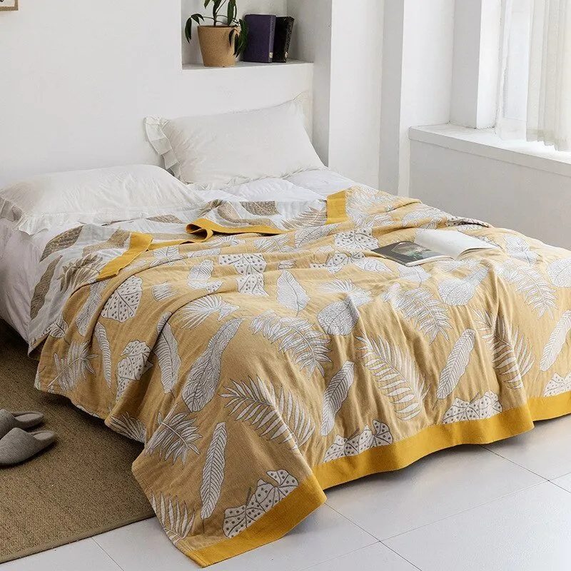 Katoenen Plaid met Bloemmotief Zachte Deken voor Bed Bank Vier Seizoenen Comfort Decoratieve Woonplaid Interieur | Sansoti