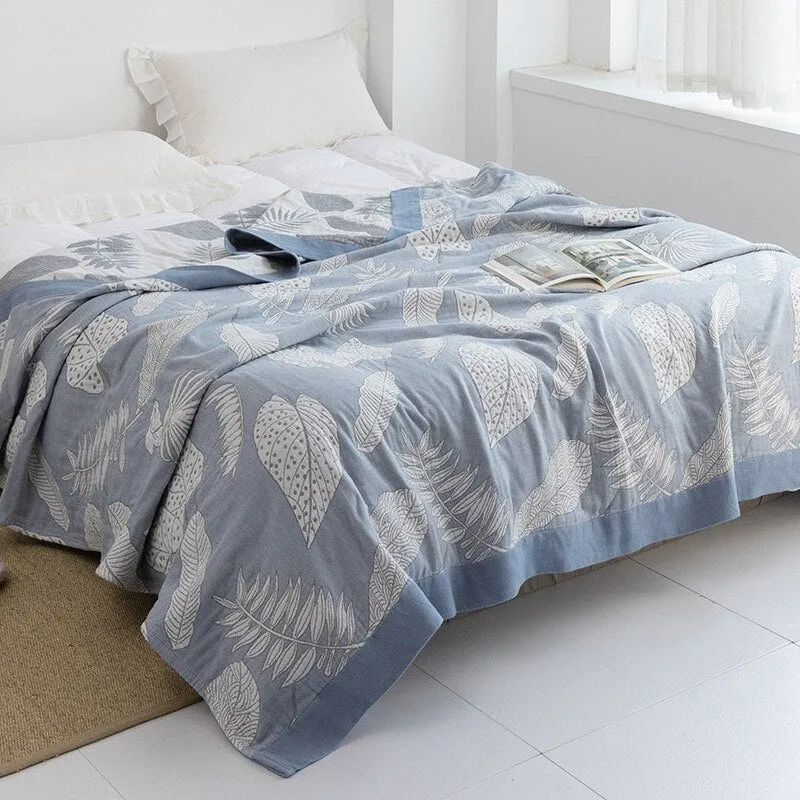 Katoenen Plaid met Bloemmotief Zachte Deken voor Bed Bank Vier Seizoenen Comfort Decoratieve Woonplaid Interieur | Sansoti