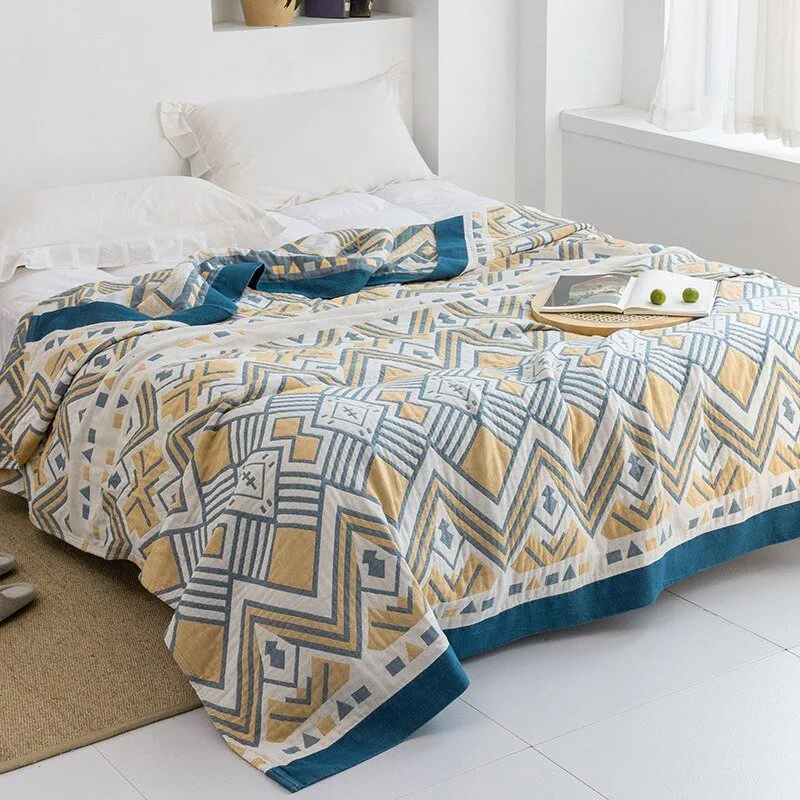Katoenen Plaid met Bloemmotief Zachte Deken voor Bed Bank Vier Seizoenen Comfort Decoratieve Woonplaid Interieur | Sansoti
