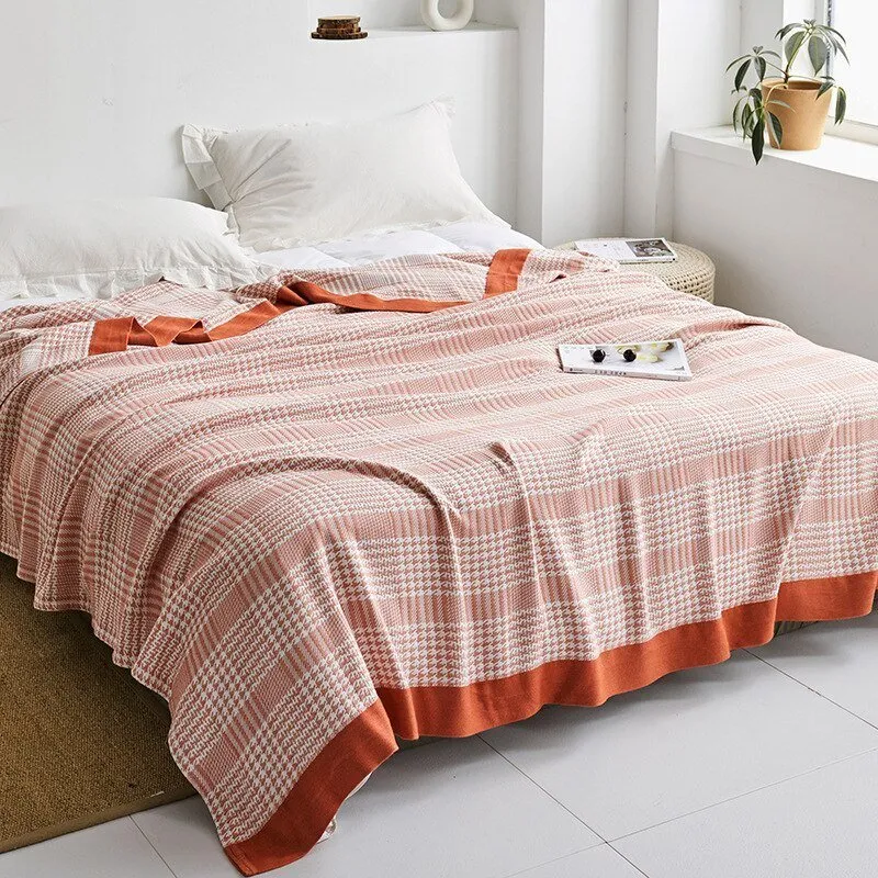 Katoenen Plaid met Bloemmotief Zachte Deken voor Bed Bank Vier Seizoenen Comfort Decoratieve Woonplaid Interieur | Sansoti