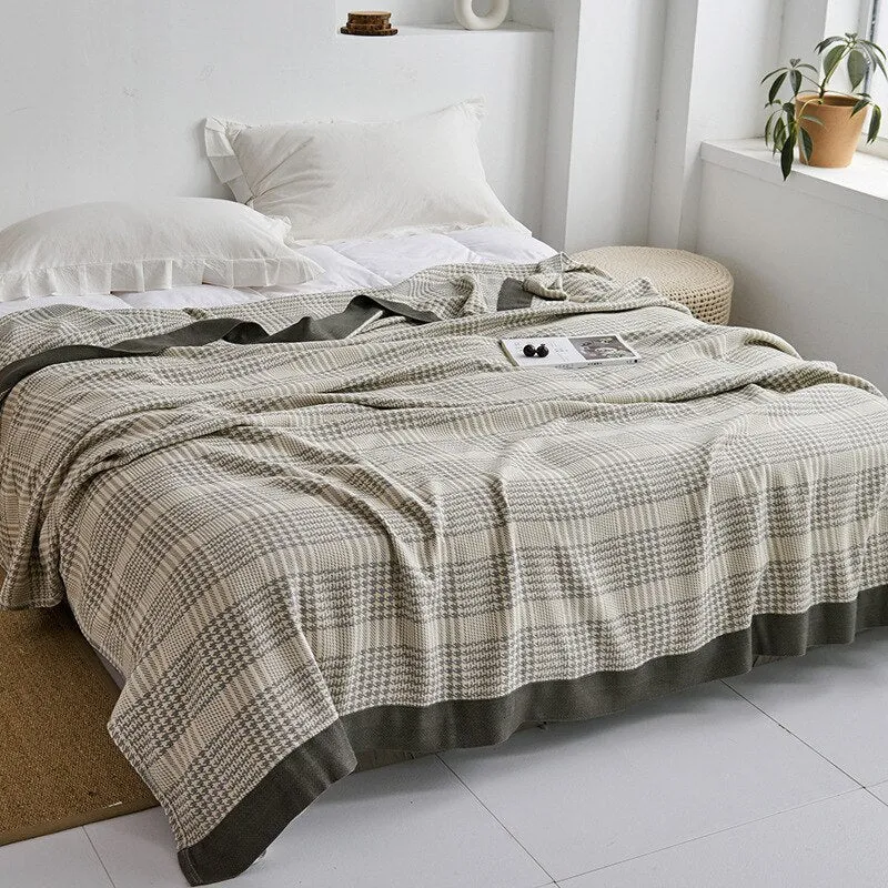 Katoenen Plaid met Bloemmotief Zachte Deken voor Bed Bank Vier Seizoenen Comfort Decoratieve Woonplaid Interieur | Sansoti