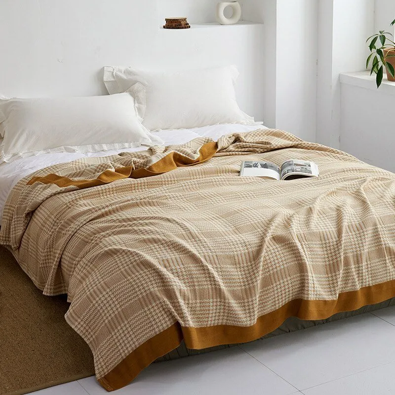 Katoenen Plaid met Bloemmotief Zachte Deken voor Bed Bank Vier Seizoenen Comfort Decoratieve Woonplaid Interieur | Sansoti